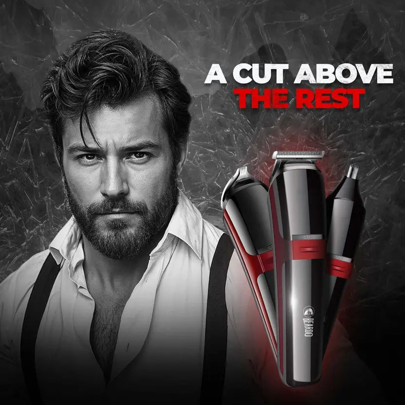 BEARDO Ape-X 3-in-1 | Shaver, Ear & Nose, Stainless Steel blades Trimmer 120 min Runtime 4 Length Settings  (Black)