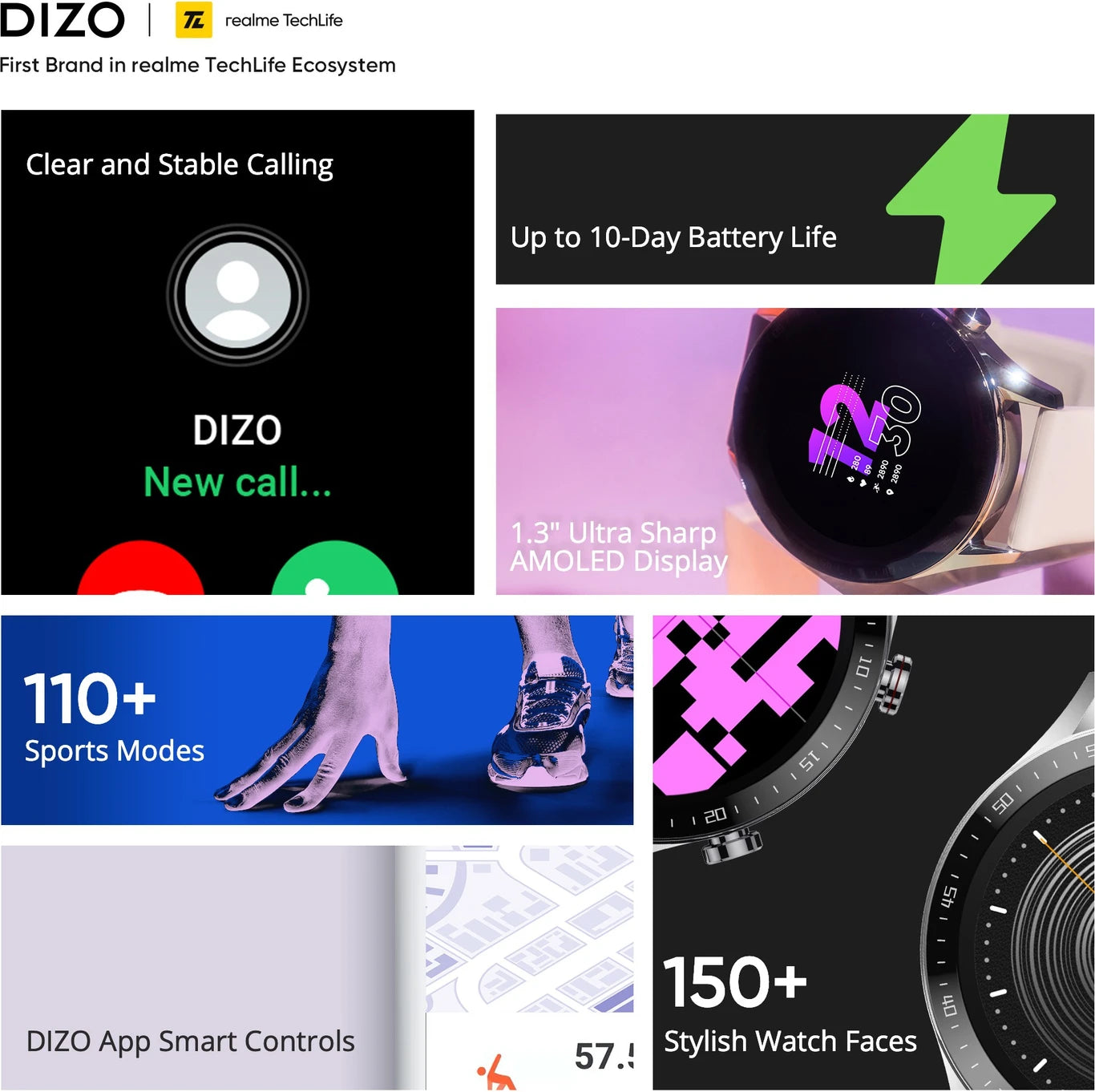 Dizo Watch R Talk Go, 1.39 inch, 550nits Display, 10 Day Battery (by realme TechLife) SILVER WHITE