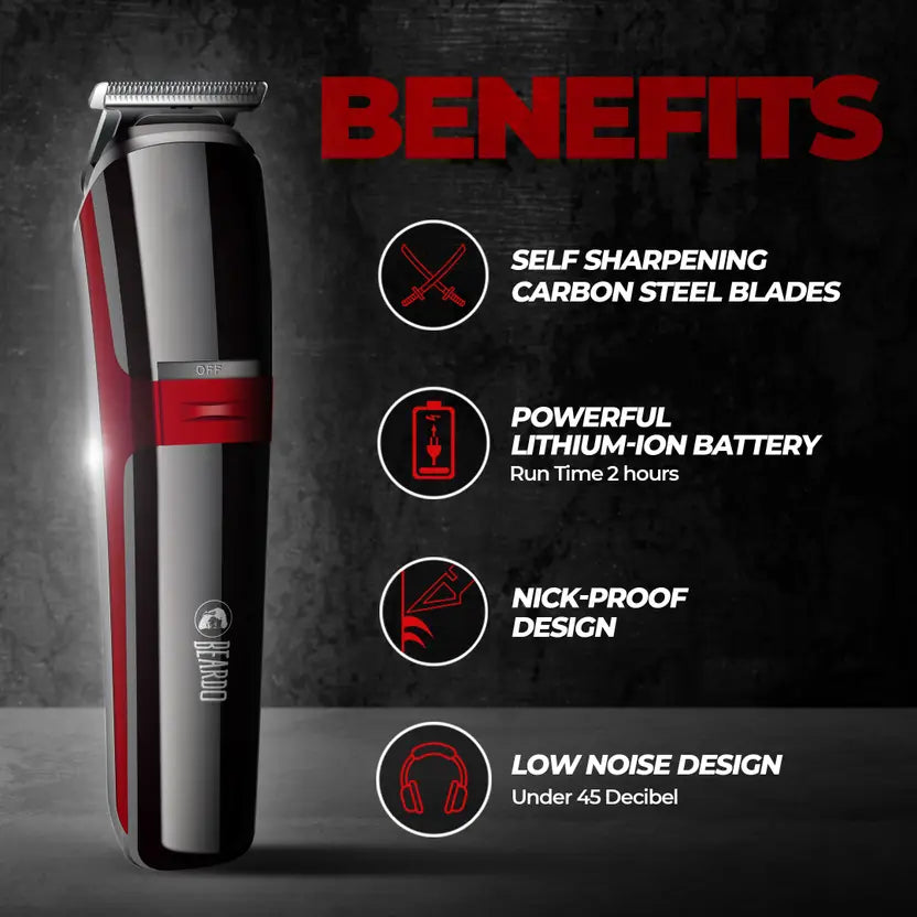 BEARDO Ape-X 3-in-1 | Shaver, Ear & Nose, Stainless Steel blades Trimmer 120 min Runtime 4 Length Settings  (Black)