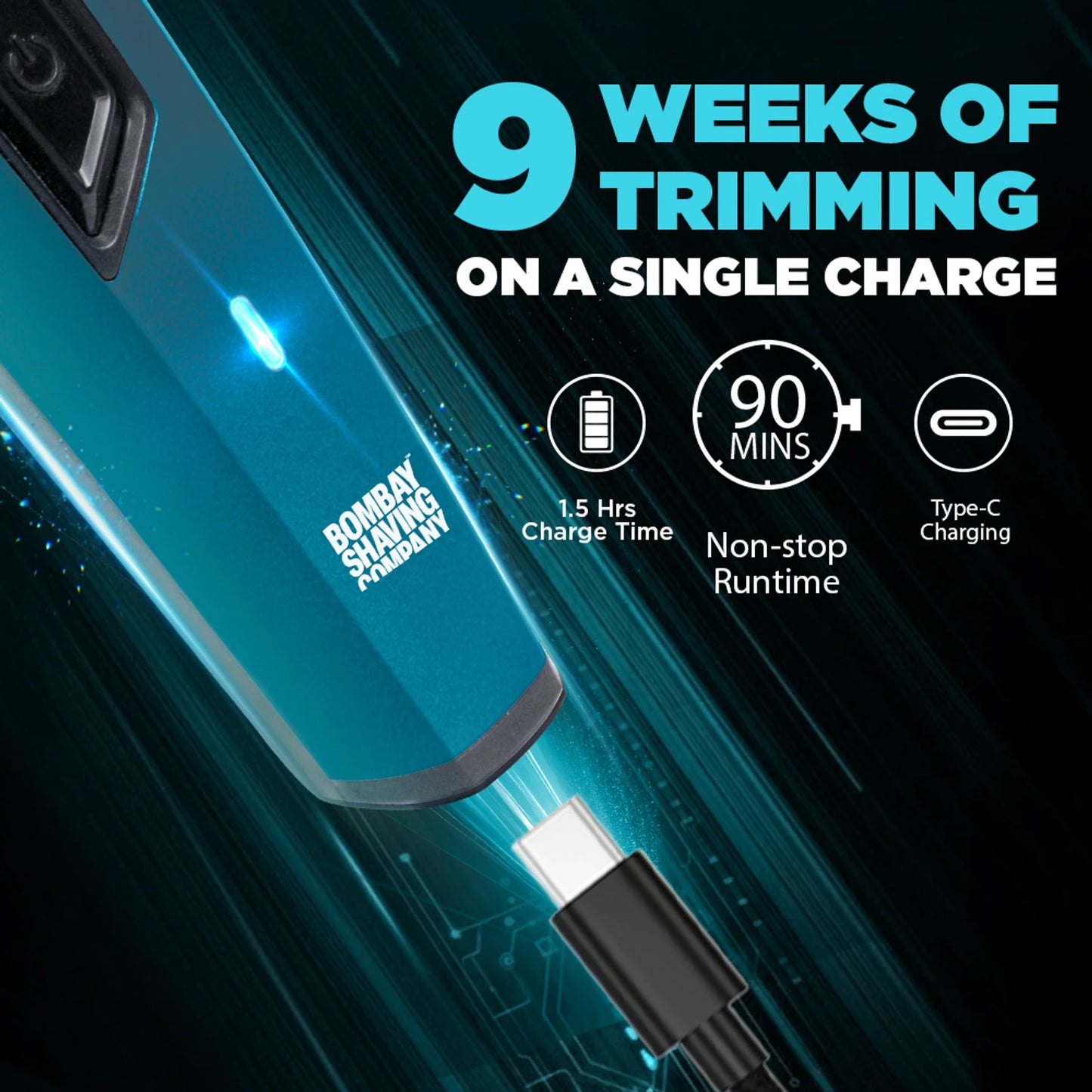 BOMBAY SHAVING COMPANY 11-in-1 Pro Groomer 90-Minute Runtime Full Body Coverage 6 Styling Combs Trimmer 90 min  Runtime 6 Length Settings (Black, Blue)