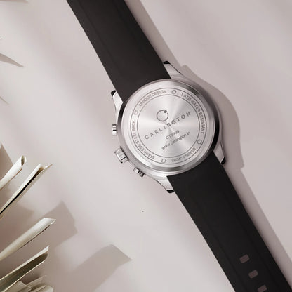 Carlington Legacy Gents Wrist Watches With Silicone Rubber Strap Analog Watch  - For Men 9999 Silver Black