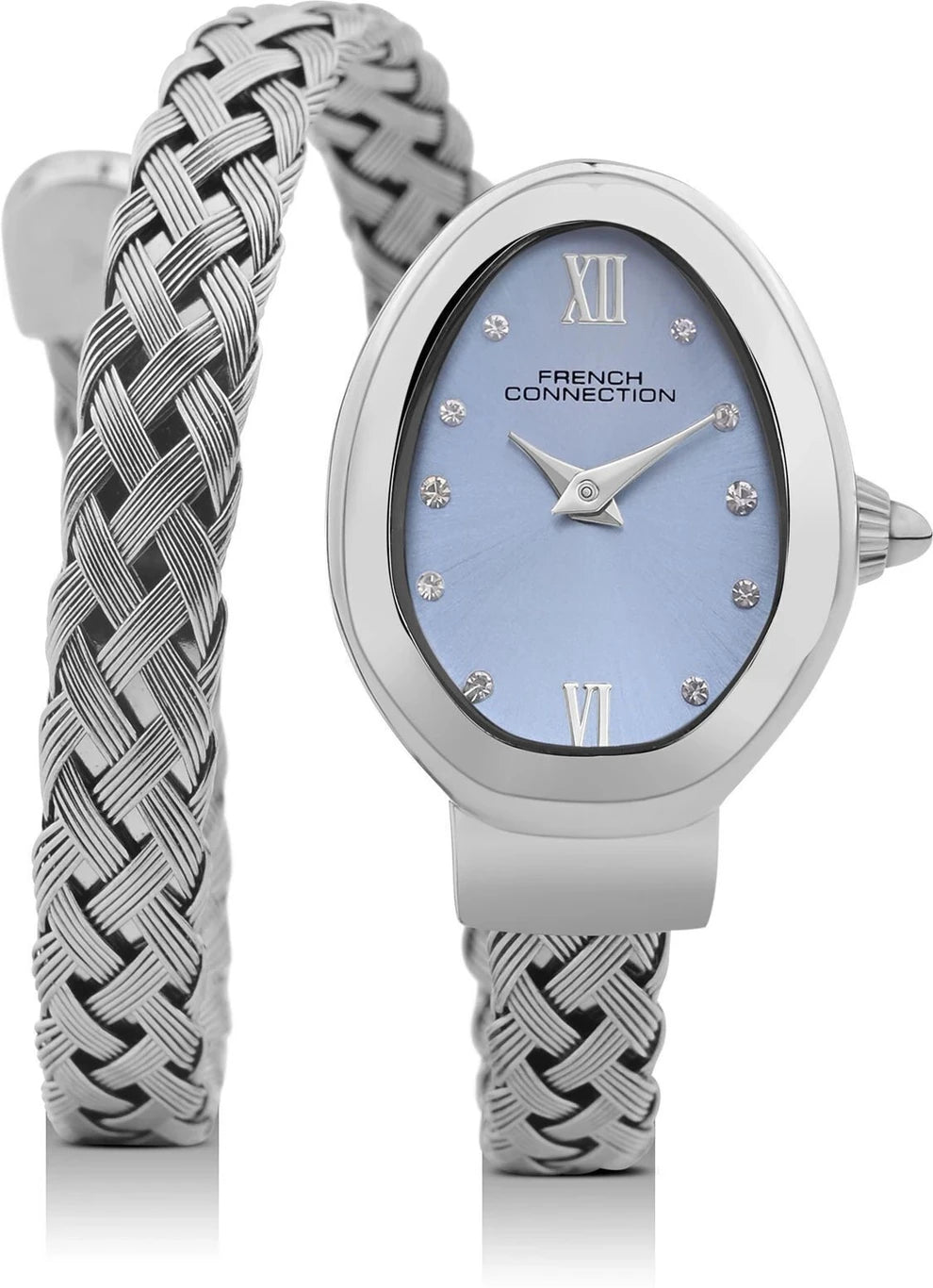 French Connection La Tresse Sunray Blue dial with Silver Stainless steel strap watch for Womens Analog Watch  - For Women FCN0152USM