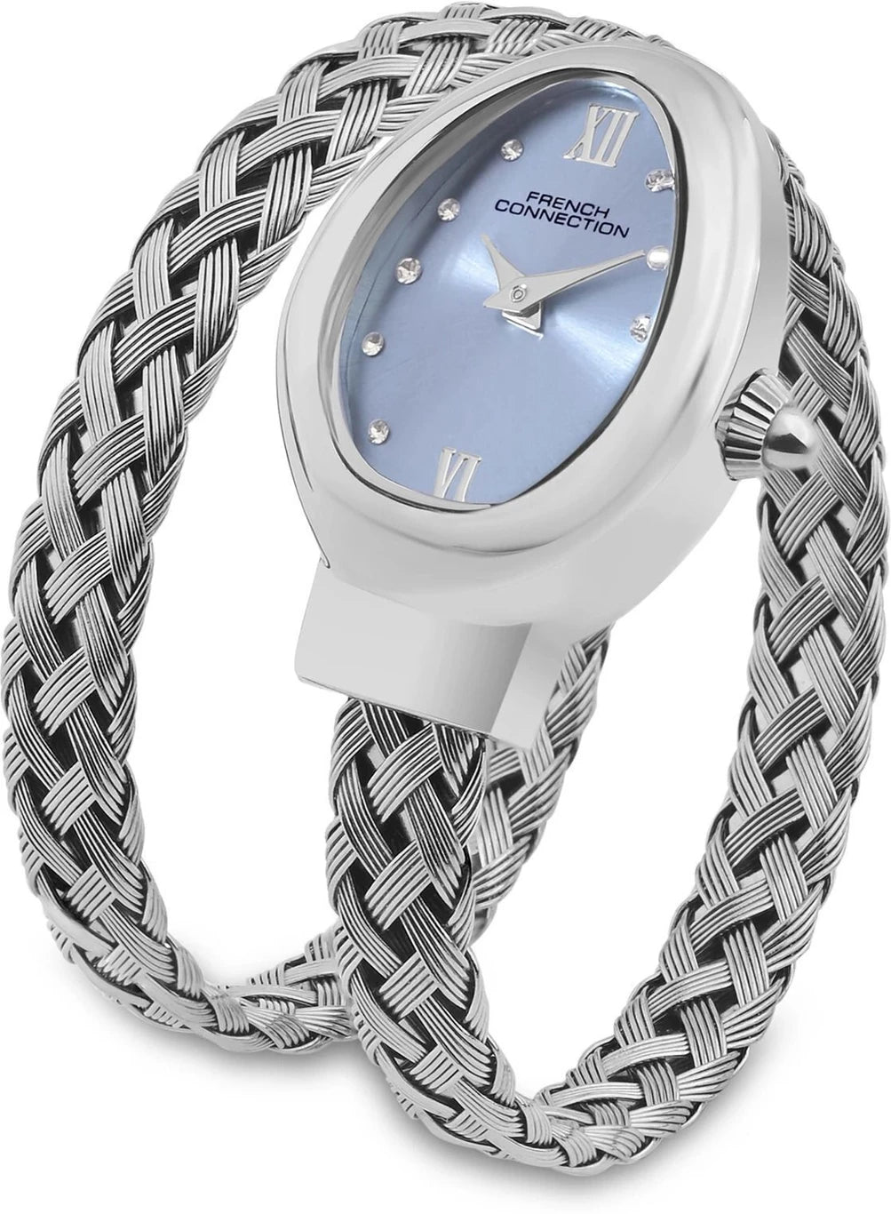 French Connection La Tresse Sunray Blue dial with Silver Stainless steel strap watch for Womens Analog Watch  - For Women FCN0152USM