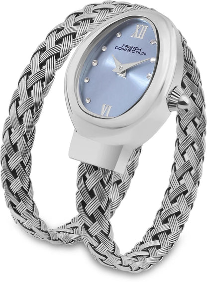 French Connection La Tresse Sunray Blue dial with Silver Stainless steel strap watch for Womens Analog Watch  - For Women FCN0152USM