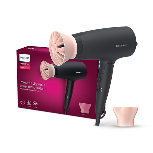 Philips Professional Hair Dryer BHD356/10 2100 Watts Thermoprotect Air Flower Advanced Ionic Care 6 Heat & Speed Settings-Black