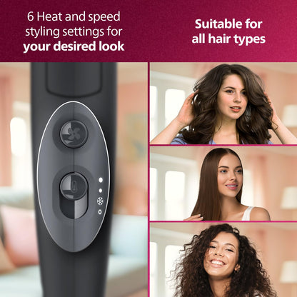 Philips Professional Hair Dryer BHD356/10 2100 Watts Thermoprotect Air Flower Advanced Ionic Care 6 Heat & Speed Settings-Black