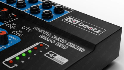 Da.Beatz. Professional 6-Channel mixer EMM-6 Digital Sound Mixer & Audio Interface USB,BT 220 W AV Control Receiver (Black)