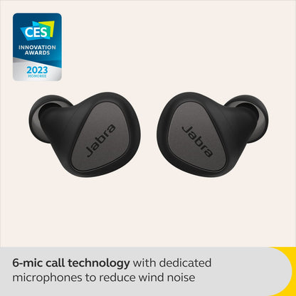 Jabra Elite 5 True Wireless in Ear Bluetooth Earbuds with Active Noise Cancellation, 6 Built-in Microphones for Clear Calls, Dual Pairing & Microsoft Swift Pair for Windows Devices - Titanium Black