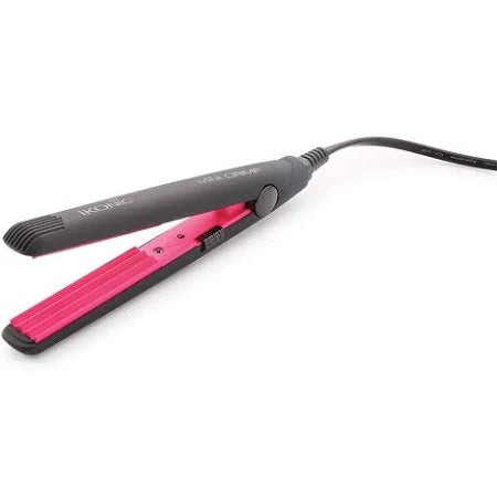 Ikonic Professional Mini crimper Mini Hair Styler (Black, Pink)