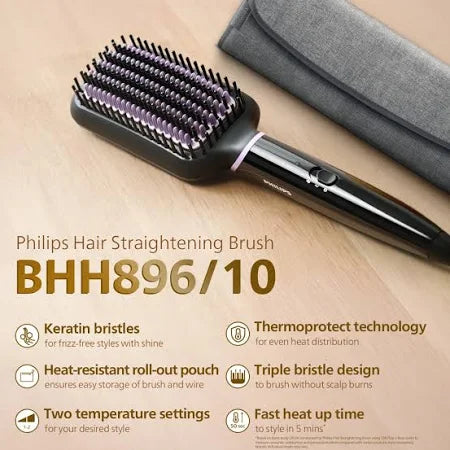 PHILIPS BHH896/10 Hair Straightener Brush  (Black)