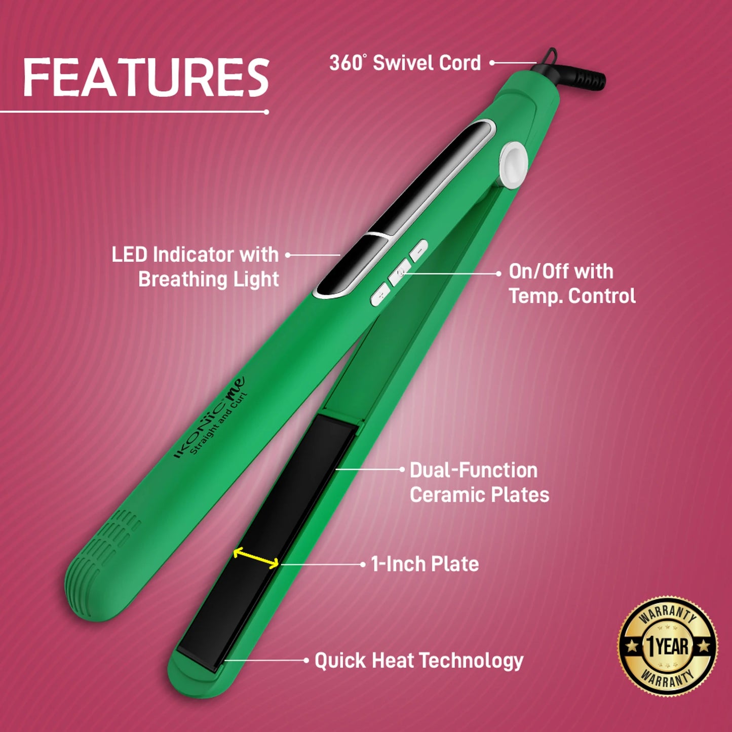 Ikonic 2 in 1 Straight n Curl Wide Hair Straightener