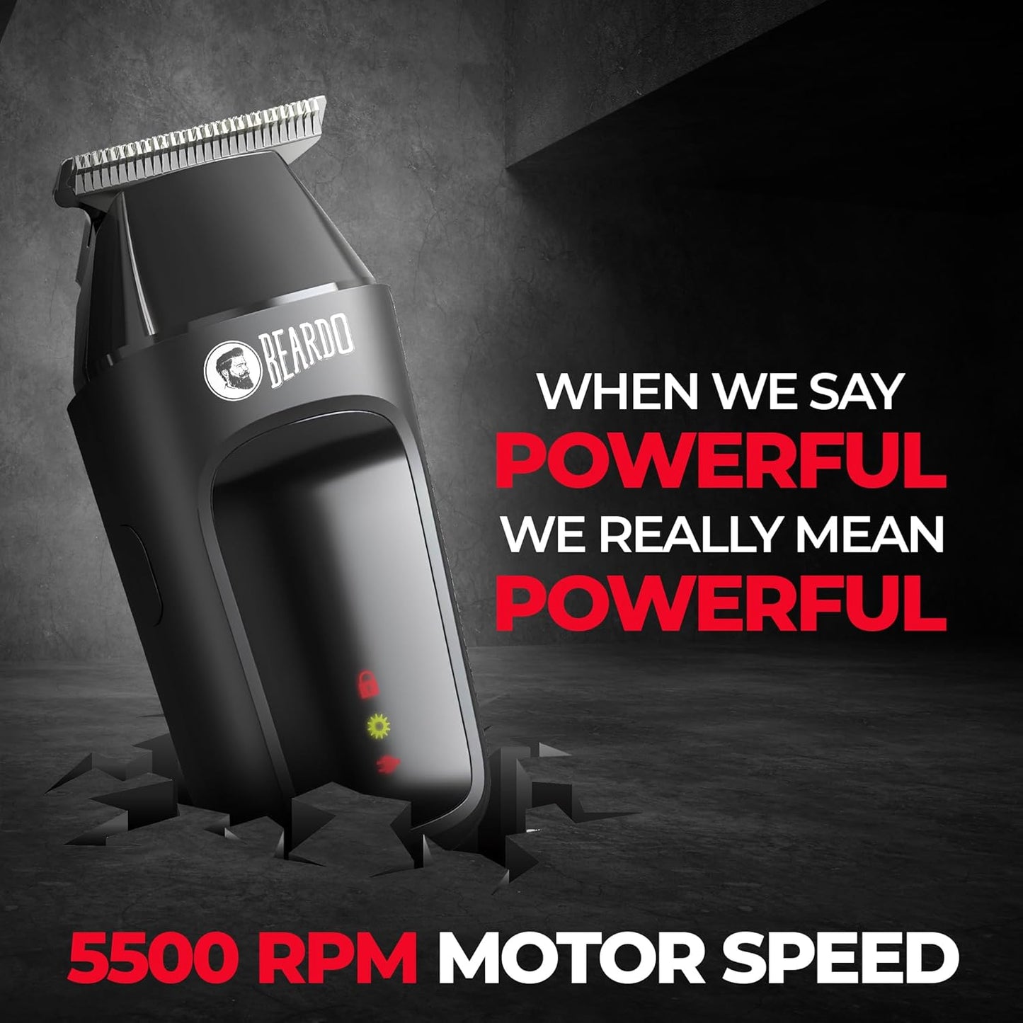 Beardo Apex Go Trimmer for Men - 80-Min Run Time - Powerful 5500 RPM motor - Compact Travel-Friendly Design - Self-Sharpening Blades, 3 Comb Attachments, Type-C Charging, Digital Display | Gift For Brother & Friends