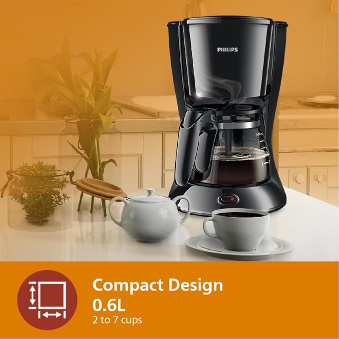 Philips Drip Coffee Maker HD7432/20, 0.6 L, Ideal for 2-7 cups, 750W, Black, Medium