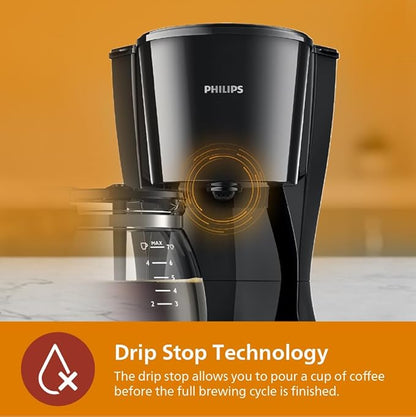 Philips Drip Coffee Maker HD7432/20, 0.6 L, Ideal for 2-7 cups, 750W, Black, Medium