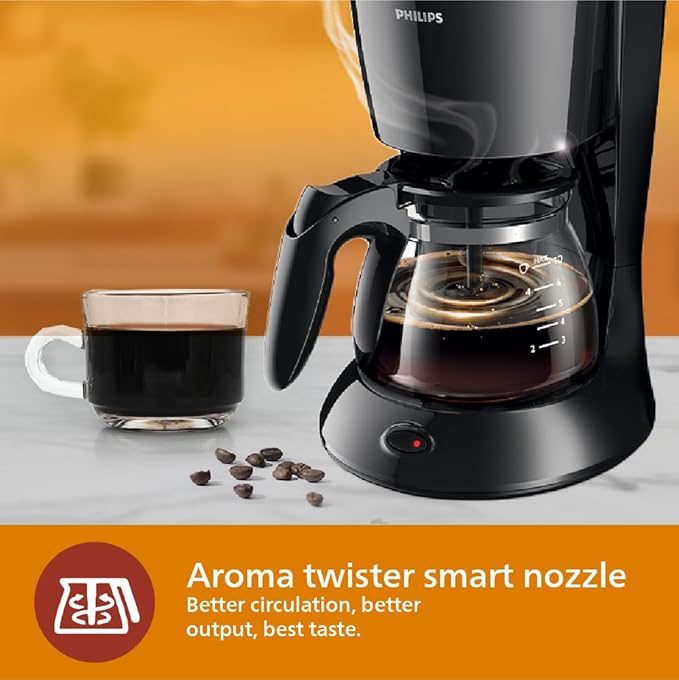 Philips Drip Coffee Maker HD7432/20, 0.6 L, Ideal for 2-7 cups, 750W, Black, Medium