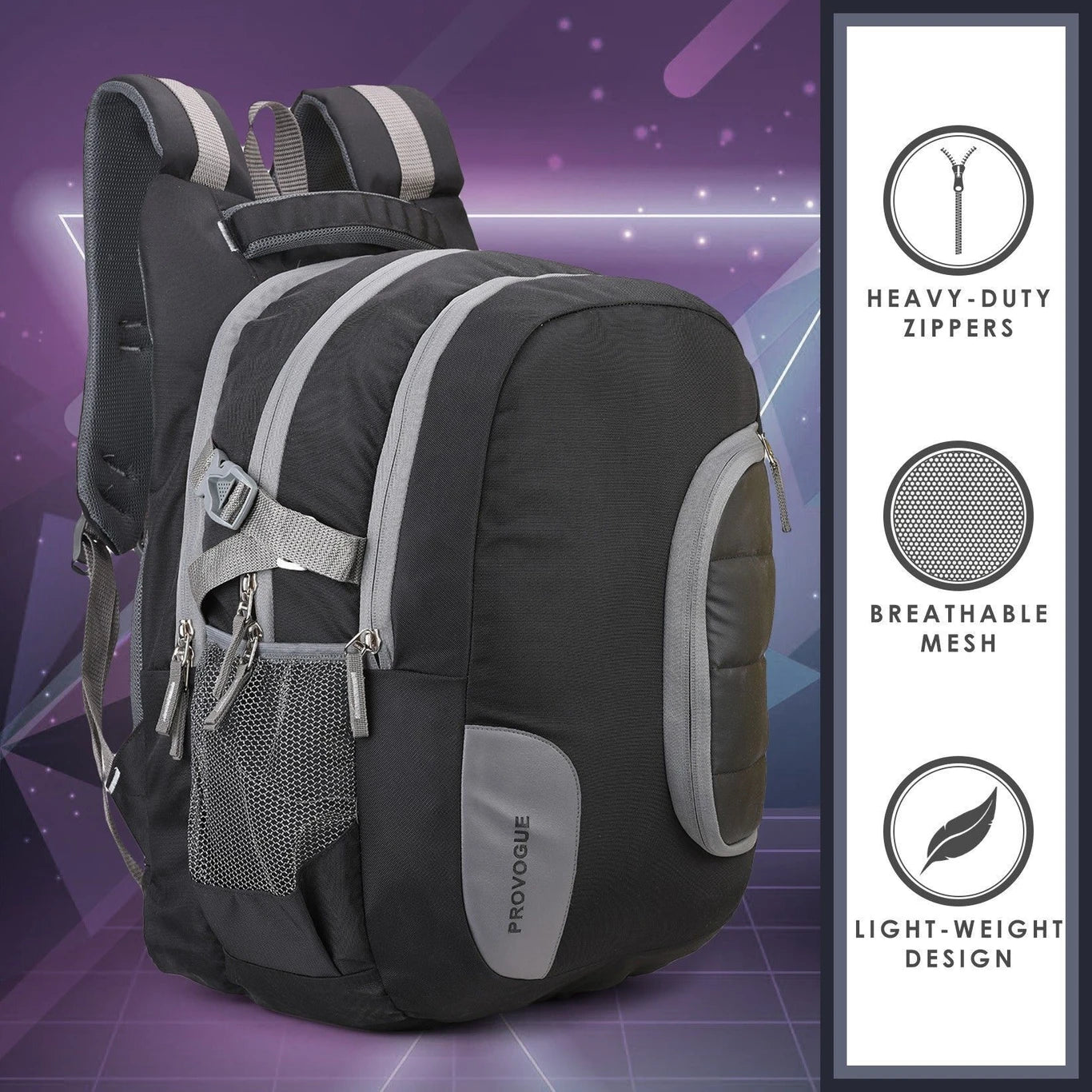 PROVOGUE Large 45 L Laptop Backpack JERSEY (Black)