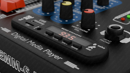 Da.Beatz. Professional 6-Channel mixer EMM-6 Digital Sound Mixer & Audio Interface USB,BT 220 W AV Control Receiver (Black)