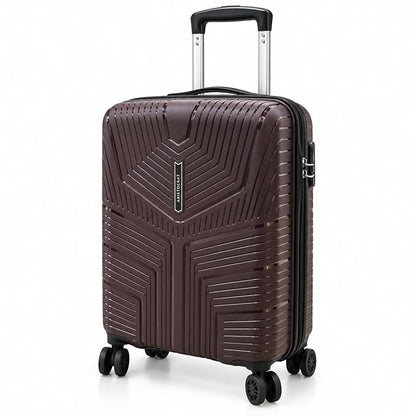 Aristocrat Hard Shell Trolley Bag with Festive Gift Box, Brown Travel Suitcase with Telescopic Handle