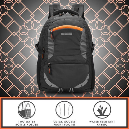 PROVOGUE Large 35 L Laptop Backpack unisex Spacy with rain cover and reflective strip (Black)