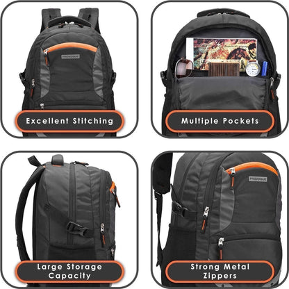 PROVOGUE Large 35 L Laptop Backpack unisex Spacy with rain cover and reflective strip (Black)