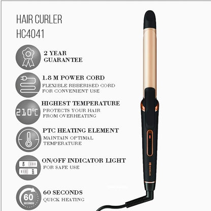 Havells HC4041 25mm Hair Curler for Long-Lasting Curls (Black)