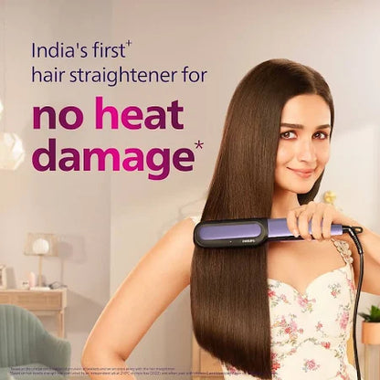 Philips NourishCare-India's First Hair Straightener for No Heat DamageI Designed NourishCare & Kerashine Technology for Styling with Heat Protection| Detachable Serum Strips & Brackets| BHS526/00