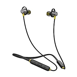 Infinity - JBL Glide 120, in Ear Wireless Earphones with Mic, Deep Bass, Dual Equalizer, 12mm Drivers, Premium Metal Earbuds, Comfortable Flex Neckband, Bluetooth 5.0, IPX5 Sweatproof (Black & Yellow)