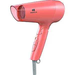 Havells HD2222 1200 Watts Foldable & Travel Friendly Hair Dryer, 3 Heat (Hot/Cool/Warm) Settings, with Overheat Protection (Coral)