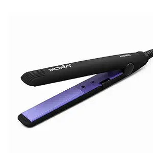 Ikonic Mini Iron Hair Straightener, Black| Compact Size| Travel Friendly| Instant Heat Technology| Mini Plates| Ideal for Small Hair and Bangs