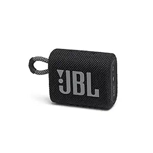 JBL Go 3, Wireless Ultra Portable Bluetooth Speaker, Pro Sound, Vibrant Colors with Rugged Fabric Design, Waterproof, Type C (Without Mic, Black)