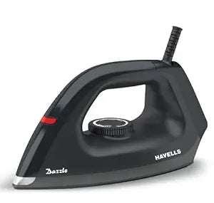 HAVELLS Plastic Dazzle 1100W Dry Iron Press German Technology Non Sick Coated Sole Plate & 2 Yrs Warranty (Black), 1100 Watts