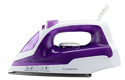 Crompton Greaves Fabrimagic 1200 W Steam Iron with 200 ml water tank, Upto 13g /min steam output and Teflon coating soleplate (purple), Small (ACGSI-FABRIMAGIC)