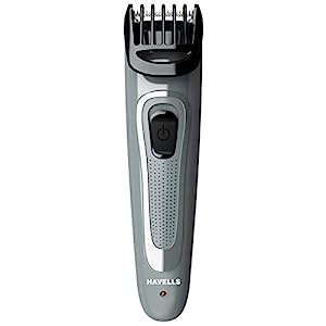 Havells Bt5100C Rechargeable Beard Trimmer with Hypoallergenic Blades; Zero Trim with 0.5 Mm Precision;Upto 17Mm Length Setting for All Trending Styles; 45 Min Runtime, Battery Powered Black & (Grey)