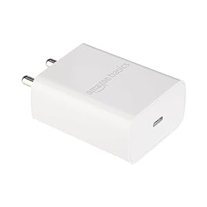 Amazon Basics 25W Compact Wall Charger | Type-C Fast Charging Adapter for Samsung, Xiaomi Phones and iPhone (White, Without Cable)