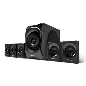 Philips Audio SPA8000B/94 5.1 Channel 120W Multimedia Speaker System with Bluetooth, 5x15W Satellite Speakers, LED Display,