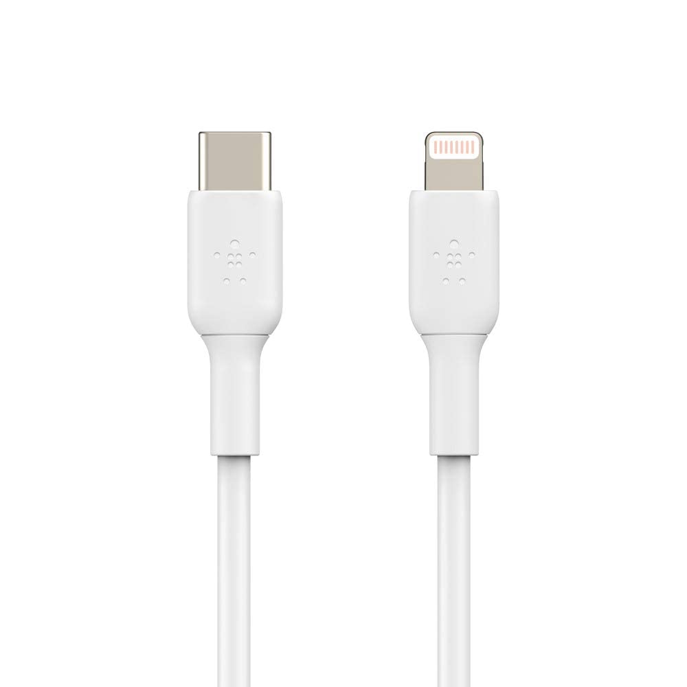 Belkin Certified PVC Lightning To USB-C To USB-C (Type C) Charge Cable, USB Cable, 3.3 Feet / 1M For Smartphone, White