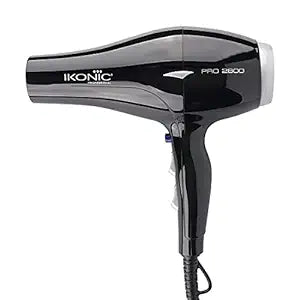 Ikonic Pro 2800+ Hair Dryer, Black | Professional | Brushless DC Motor | Low Noise Function| Lightweight Design| Interchangeable Nozzle| Diffuser Attachment| Versatile Heat and Speed Setting| 2600 W