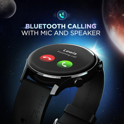 Syska Polar, 1.32 IPS Display, BT Calling with In Built Memory for Offline Songs Smartwatch (Black Strap, Free Size)