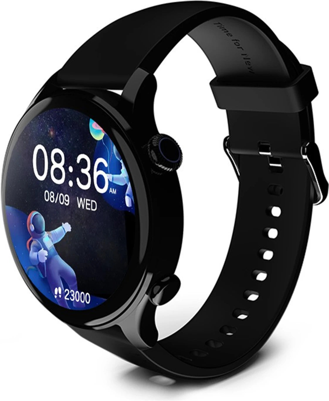 Syska Polar, 1.32 IPS Display, BT Calling with In Built Memory for Offline Songs Smartwatch (Black Strap, Free Size)