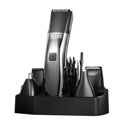 Beardo Chrome Beast Multipurpose Full Body Groomer Trimmer Set For Men | 40 Length Settings | 8 attachments | Beard/Hair/Body/Precision/Ear/Nose Trimmer|With Dock|90 min. run time | All-in-1 trimmer | Gift For Brother | Gift For Friends