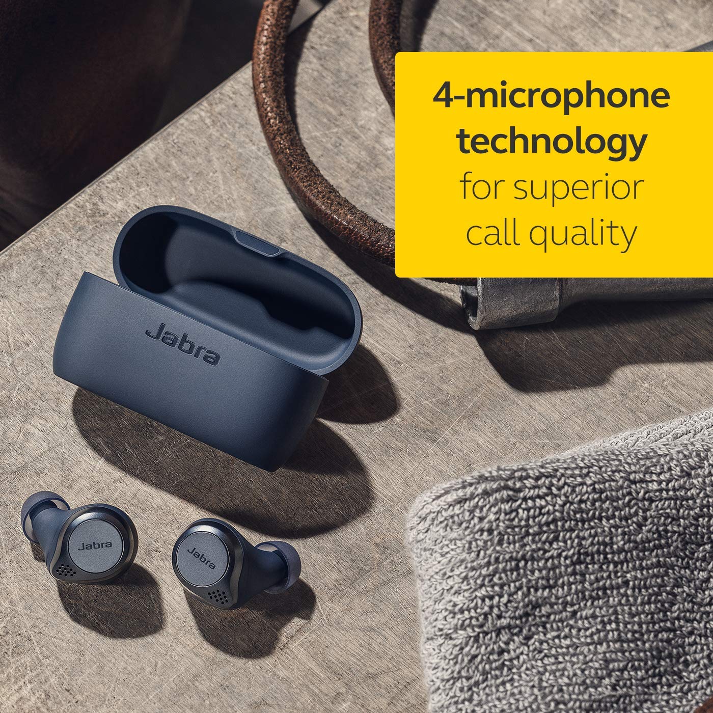 Jabra Elite Active 75t Bluetooth Truly Wireless in Ear Earbuds with Mic- Active Noise Cancelling Sports with Long Battery Life Sports for Calls and Music - Navy