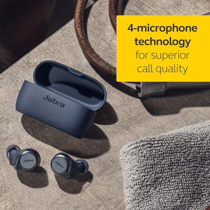 Jabra Elite Active 75t Bluetooth Truly Wireless in Ear Earbuds with Mic- Active Noise Cancelling Sports with Long Battery Life Sports for Calls and Music - Navy