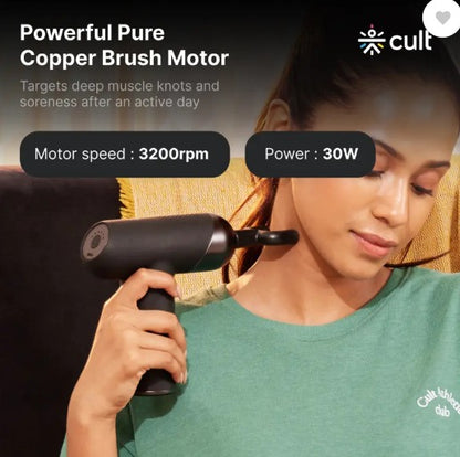 Cult Volt + Silicone head, 3000mAh battery, Pain Relief, Deep Tissue Full body gun Massager (Black)