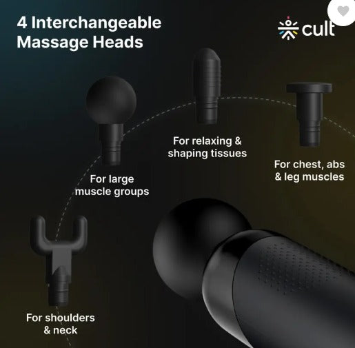 Cult Volt + Silicone head, 3000mAh battery, Pain Relief, Deep Tissue Full body gun Massager (Black)