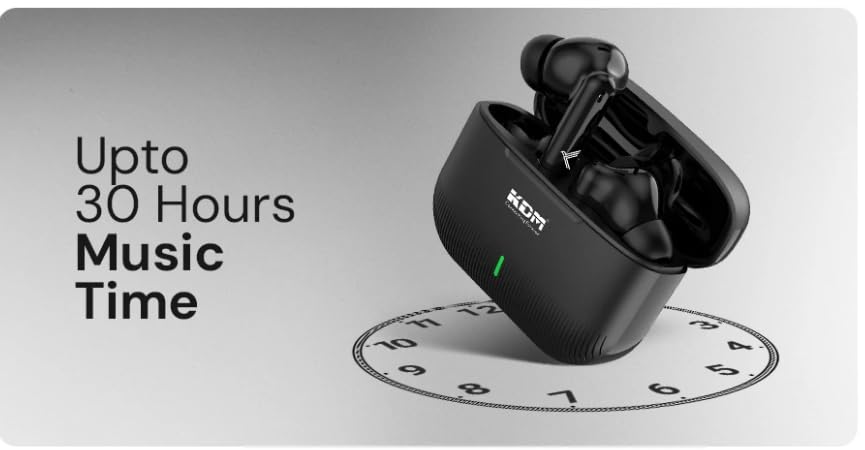 KDM – E1 Leo Pods Truly Wireless in Ear Earbuds with 30hrs Playtime, Free Case, Low Latency, Buds TWS, White