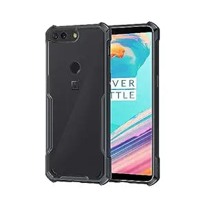 Amazon Brand - Solimo Acrylic 360 Degree Protection Black Border Back Cover for Oneplus 5T - Black