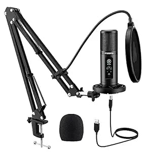 Roll over image to zoom in Maono AU-PM422 Podcast Microphone with Zero Latency Monitoring, 192KHZ/24BIT Professional Cardioid Condenser Mic with Touch Mute Button and Mic Gain Knob for Recording, Podcasting, Gaming, YouTube