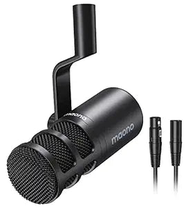 Maono Podcast Recording Mic for YouTube. Dynamic Studio Microphone with Mic Gain, Plug & Play, Metal Structure, Voice-Isolating Technology, Cardioid Pattern for PC, Singing, Video Recording-PD100U