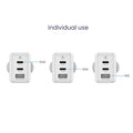 Stuffcool Nova 65W Gan Charger Made in India 3 Ports Supports Samsung PPS USB Super Fast Charging 2.0, Compatible with Macbooks Laptops iPhones Ipads, Samsungs, Pixels, White