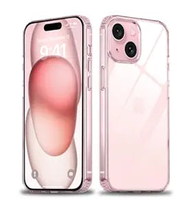 Amazon Basics TPU Ultra Hybrid Clear Camera Protection Back Cover Case for iPhone 15 Plus - Crystal Clear